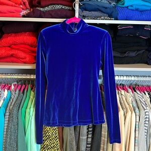Essential Antwerp royal blue velvet long sleeve mock neck top size 1/US S NWT​